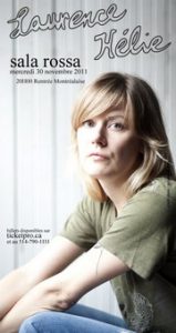 Laurence Hélie le mercredi 30 novembre 2011 à 20H00 à la Sala Rossa !