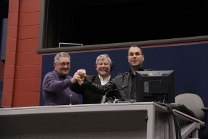 Marc Couillard, président des Arts de la scène, Norbert Morin, député de Montmagny-L’Islet, Christian Noël, directeur général des Arts de la scène  