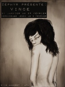 Oeuvre de Vince L’exposition se tiendra du 31 janvier au 25 février à la galerie d’arts Zéphyr