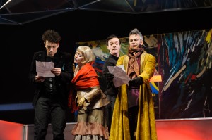 Olivier Normand (Alceste), Lorraine Côté (Arsinoé), André Robillard (Basque) et Réjean Vallée (Oronte).