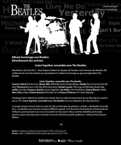 Dévoilement des artistes - Come Together, ensemble avec The Beatles