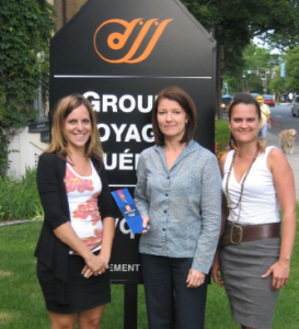Julie Théberge, Lyne Roberge, gagnante du long week-end à New-York et Nancy Dumas de GVQ Julie Théberge, Lyne Roberge, gagnante du long week-end à New-York et Nancy Dumas de GVQ