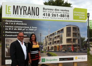 Pierre Blouin, promoteur et constructeur du projet Myrano et Christine Brousseau, courtier ventes et développements du projet Myrano.