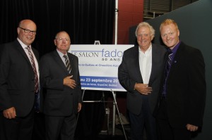 M. Guy St-Laurent, promoteur du Salon; M. Rosaire Roy, Président de la Fadoq Québec-Chaudière-Appalaches ; M. Pierre Marcotte, porte-parole et M. Michel Beaumont, Responsable du développement des affaires et des communications Fadoq