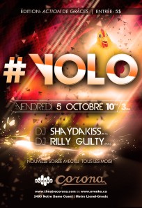 Première soirée #YOLO - 5 octobre - Théâtre Corona 