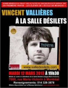 Vincent Vallières à la salle Désilets Vincent Vallières à la salle Désilets