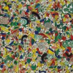 Place du marché, 1992, acrylique et bâtonnets d’huile sur toile