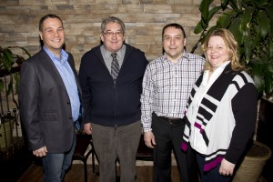 Christian Noël, directeur général des Arts de la scène Marc Couillard, président des ADLS Martin Desroches et Bianca Bernier, propriétaires du Bistro Lafontaine