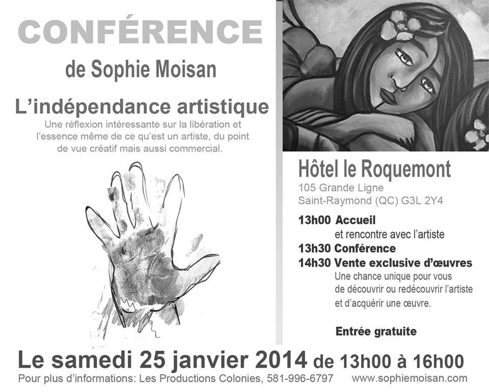 Conférence et vente d'oeuvres de l'artiste Sophie Moisan