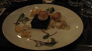 Boudin et pétoncles en entrée