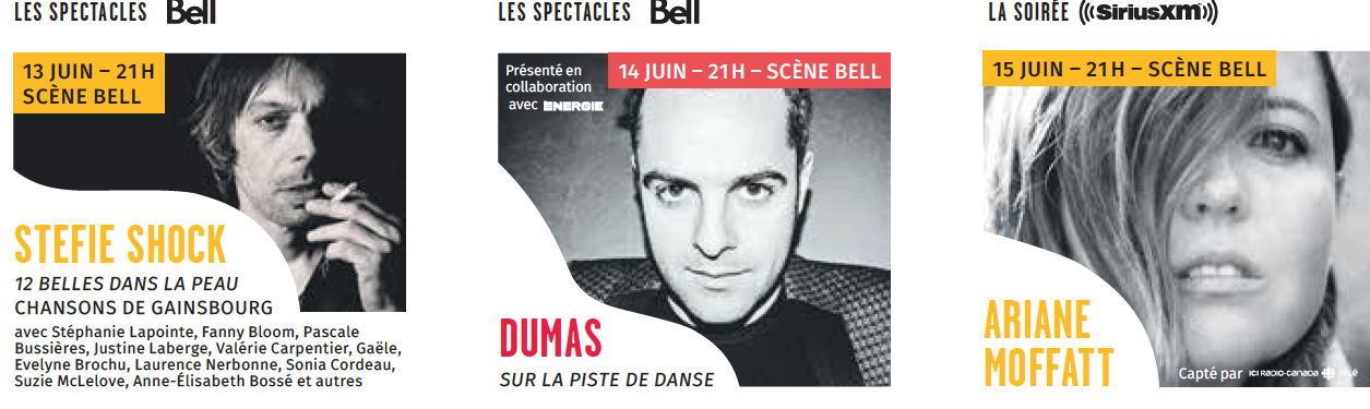 Quelques noms qui seront partis du 28e édition des FrancoFolies de Montréal: Stefie Shock , Dumas, Ariane Moffatt