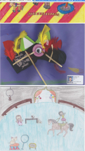 Les trois dessins gagnants:Mélann Gilbert, Loïc Tremblay, Pénélope Tremblay :