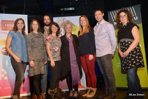 Artistes et partenaires de RIDEAU 2017 entourant Mme Colette Brouillé @Lise Breton