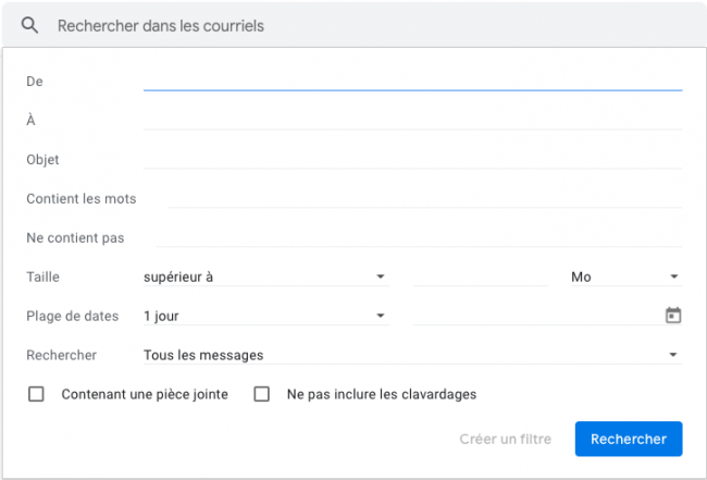 recherche avancée gmail